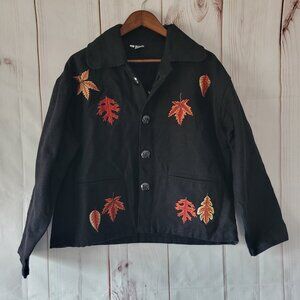 Vintage Venus Imports 100% Cotton Button Down Cardigan Women’s L Black w/Fall
